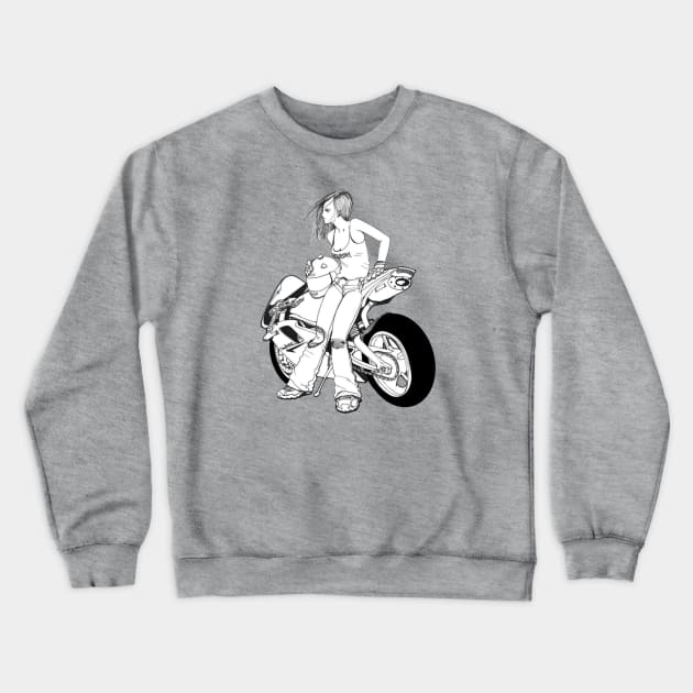 MotoGirl Crewneck Sweatshirt by rodgergise